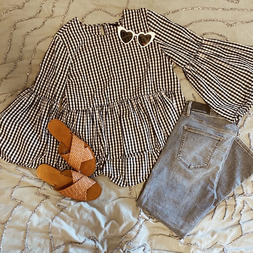 Who What Wear Gingham Blouse